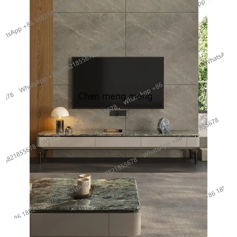 

E153 Italian light luxury TV cabinet modern luxury stone marble coffee table TV cabinet combination
