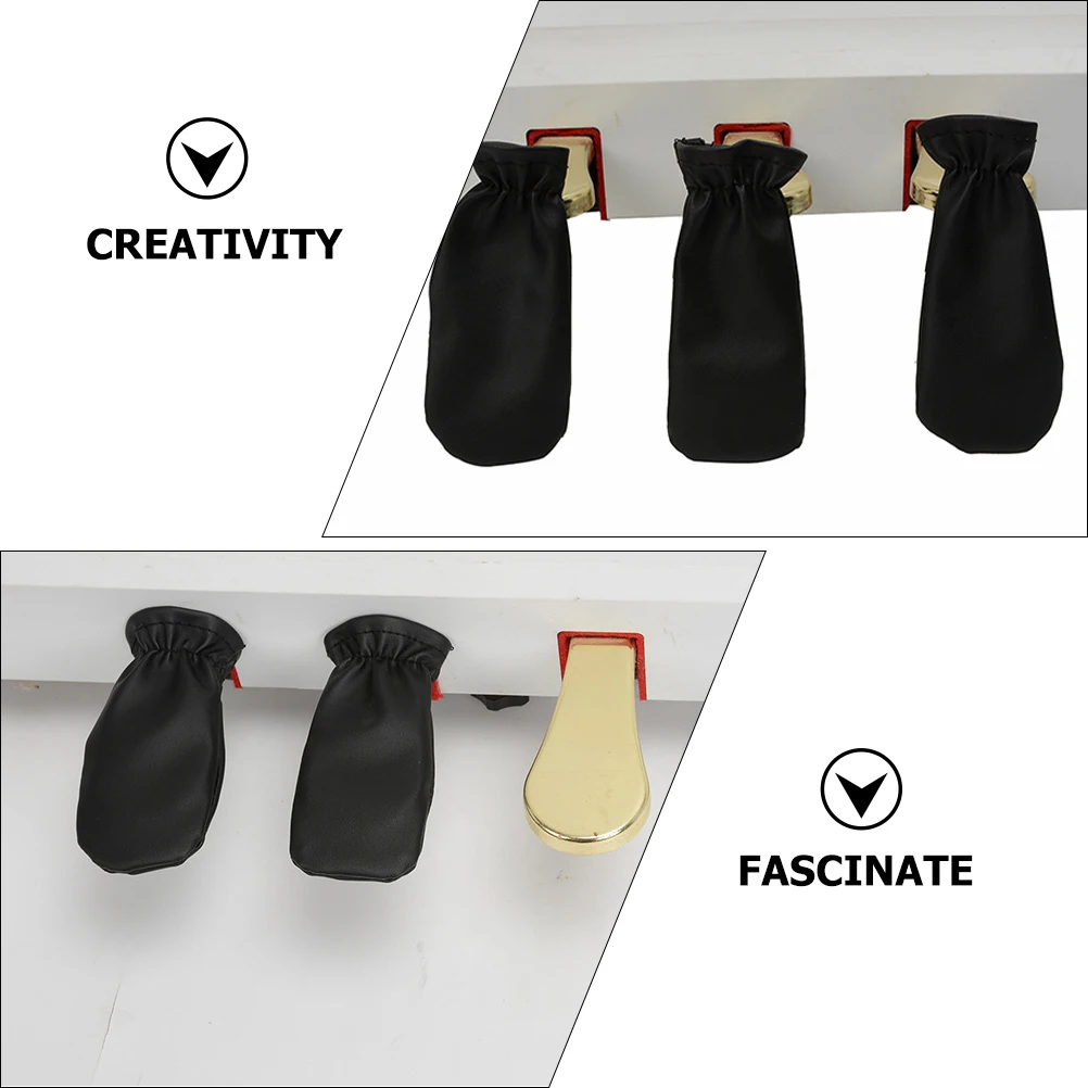 

3pcs Piano Pedal Cover Pu Protective Sleeve Foot Pad Durable Long Life Elegant Reduce Friction Comfortable Texture Chic