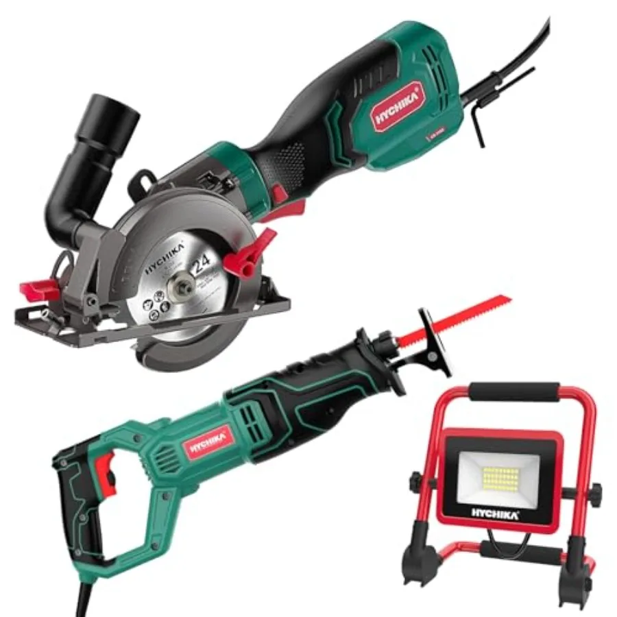 

Набор электроинструментов 3-в-1: мини-циркулярная пила 6.2А с 3 лезвиями, сабельная пила 30Вт, светодиодный рабочий фонарь