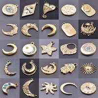 6Pcs/Lot Stainless Steel Witchcraft Crescent Moon Celestial Sun Star Amulet Charms Wicca Lucky Turkish Evil Eye Pendant Jewelry