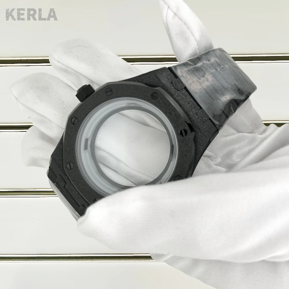 41mm Starry Sand Silver Watch Case Strap 316L Stainless Steel Fit Oak 31.8mm Dial Assembled NH35 NH36 Movement Watch Accessories