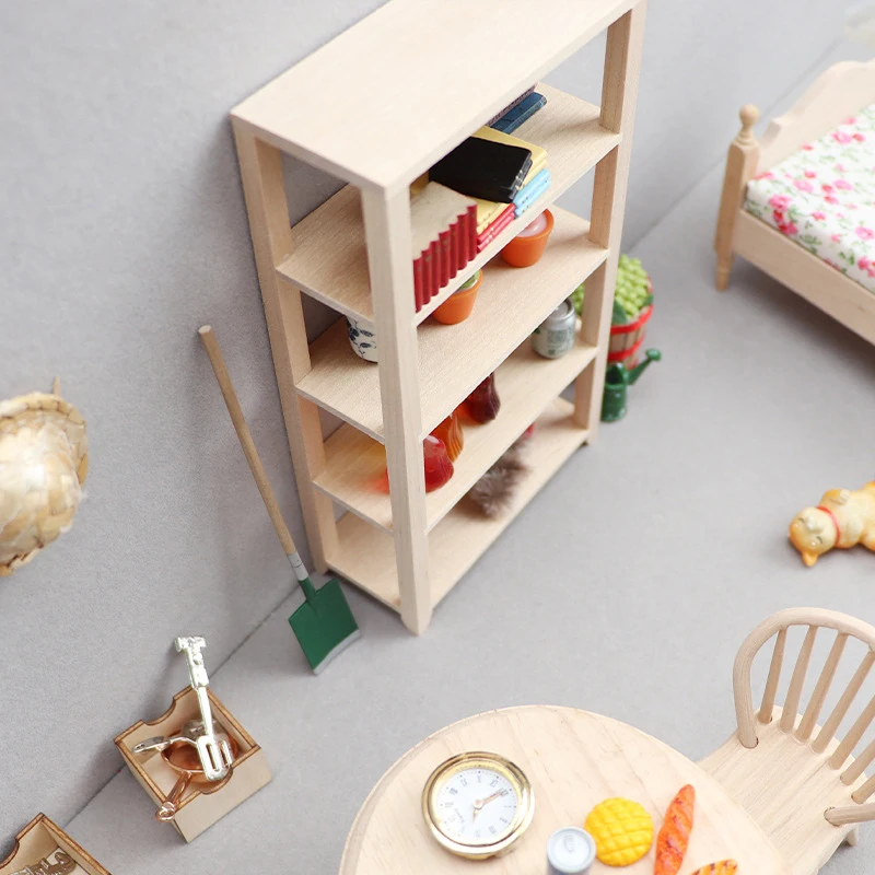 1:12 Dollhouse Miniature Display Rack Bookshelf Multi-layer Storage Shelf Model Furniture Decor Toy Doll House Accessories