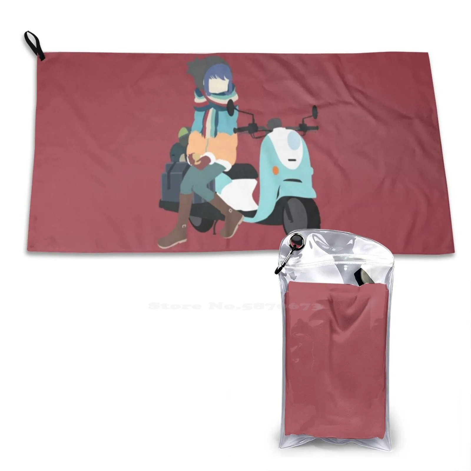 Yuru Camp△-Shima Rin And Scooter Soft Towel High Quanlity Sport Washcloth Yuru Camp Shima Rin Laid Back Camp Scooter Camping