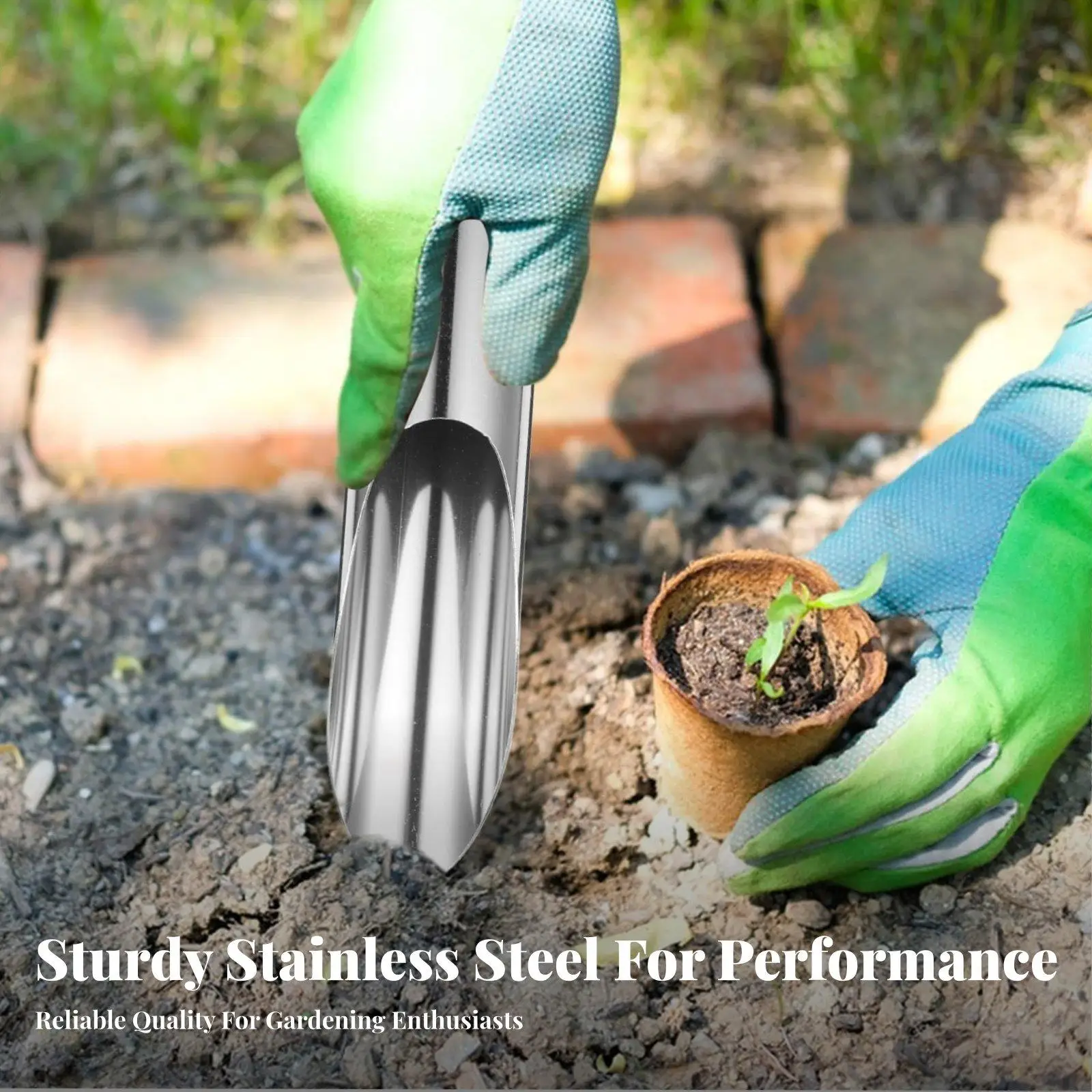 Stainless Steel Shovel Durable Plant Potting Scoop for Home Garden Balcony Terrarium Bonsai Tasks