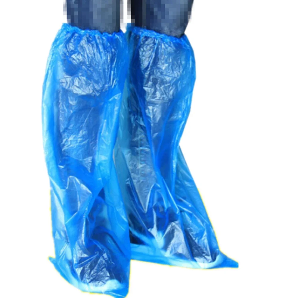 100Pcs Lengthen Shoe Cover Waterproof Thicken Disposable Protective Overshoes for Rain Mud Slush Lightweight Portable Easy Use
