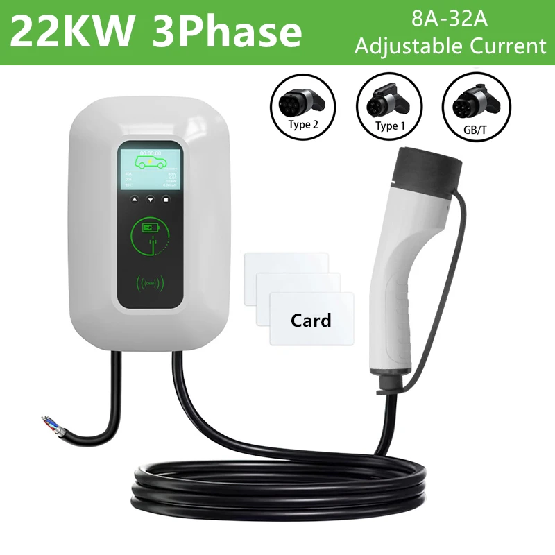 

Зарядная станция для электромобилей, тип 1, 7 кВт, 1 фаза, RFID-карты, зарядное устройство для электромобиля, настенный ящик для J1772 Type2 GBT