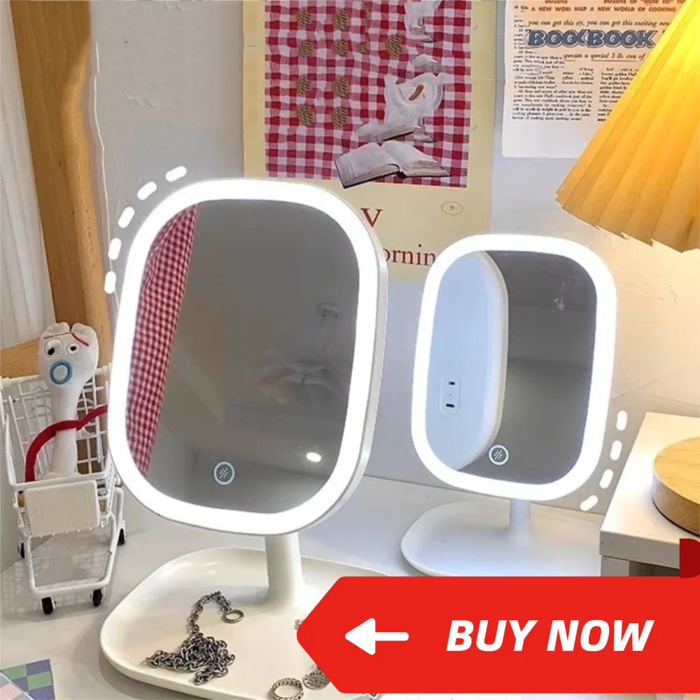 Rotating LED Cosmetic Mirror with Dimmable Light Up Your Beauty Three-color Light LED Vanity Mirror Touch Sensor Switch