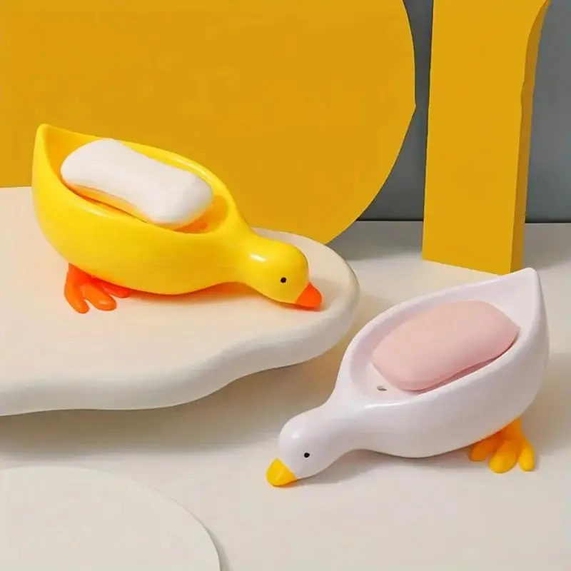 Yellow Duck Shape Soap Box Cartoon Soap Dish Drainable Soap Holder Soap Container Soap Dish for Tray Bathroom Accessories