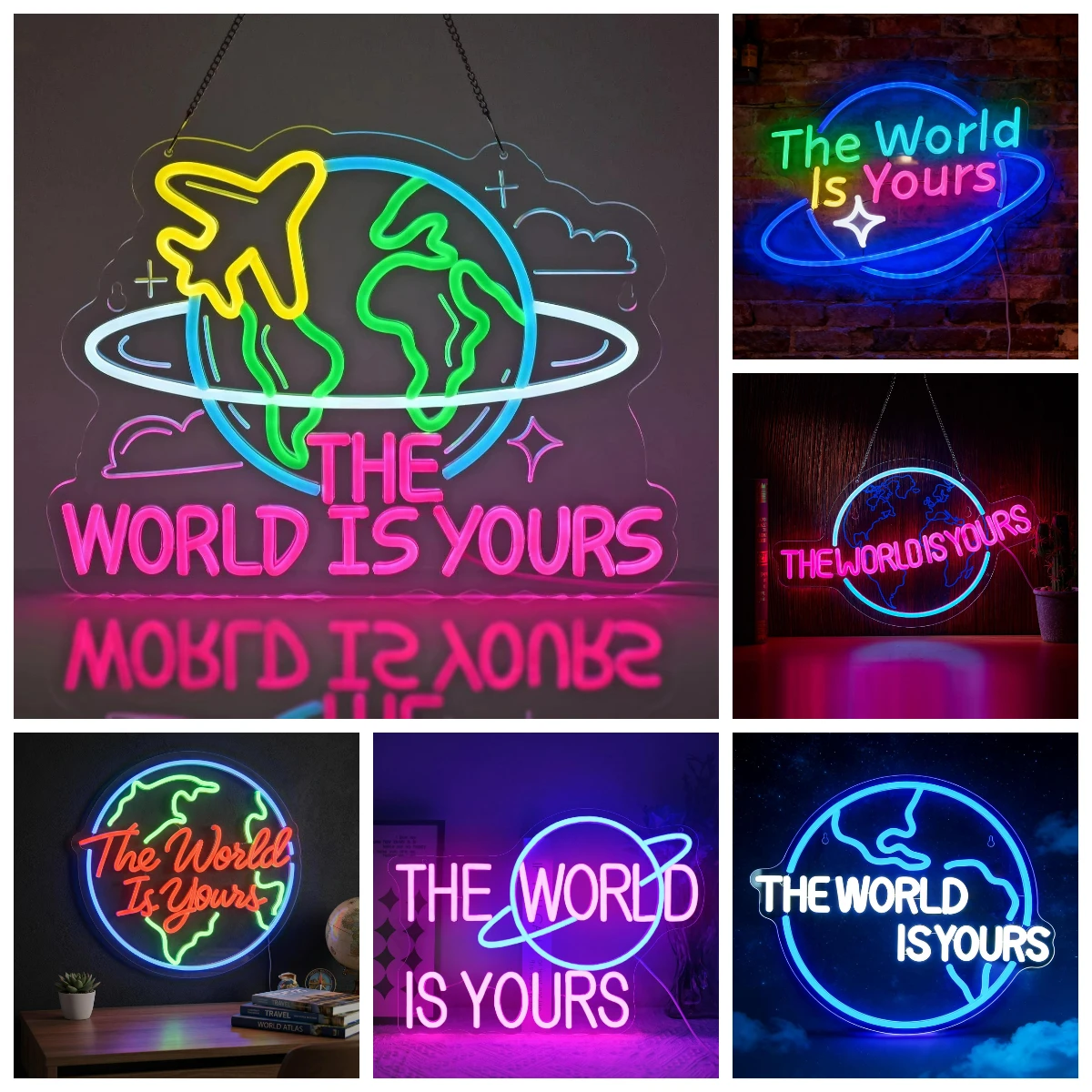 The World Is Yours Neon Sign USB Dimmable LED Lights For Bedroom Nursery Cafe Bar Shop Living Home Wall Art Decor Gifts For Kids