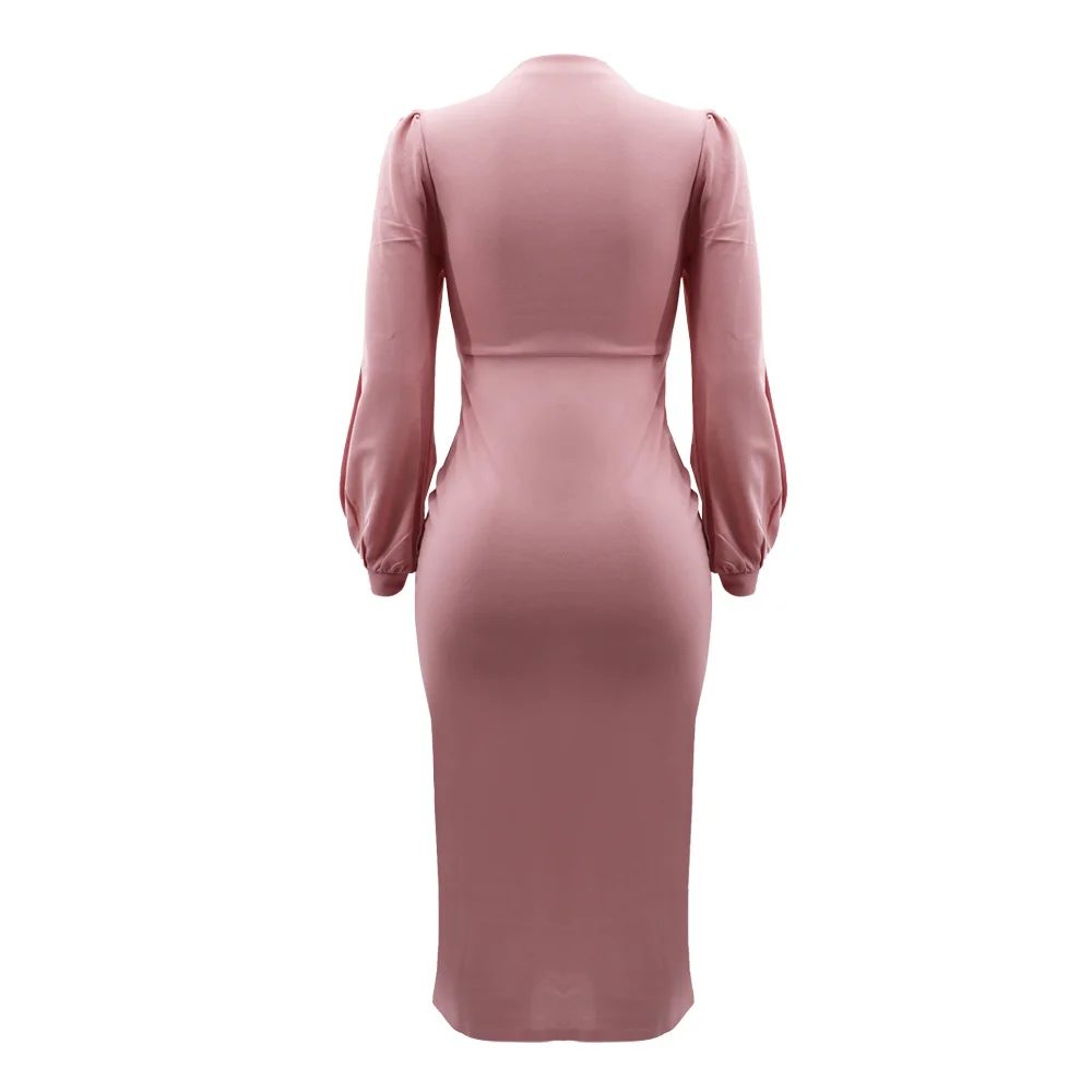 Women Cut Out Lantern Long Sleeve Bodycon Bandage Croset Long Maxi Dress 2024 Summer Sexy Party  Dress