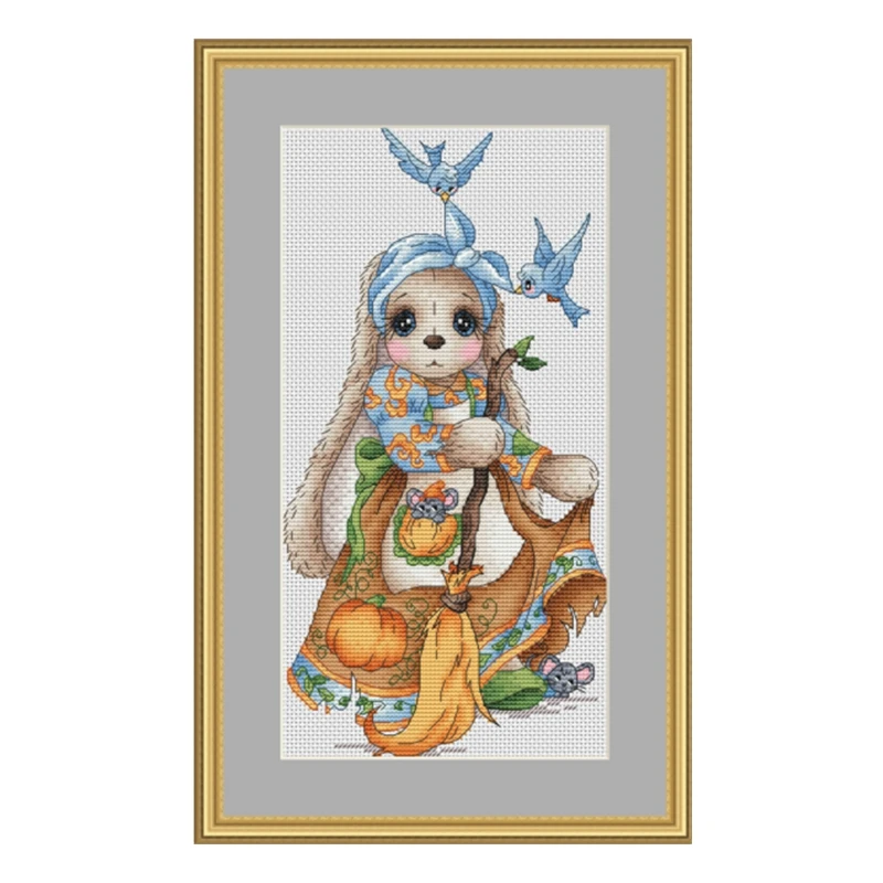The cross-stitch set 28CT, 18CT, 14CT and 11CT can be selected as the hand-made material pack of printed fabric saga Magic Rabbi