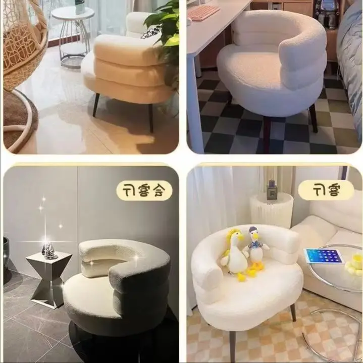 

Luxury Sofa Lamb Cashmere Lazy Sofa Chair Living Room Bedroom Balcony Sofa Makeup Chair Dresser Stool Nordic Furniture Armchair