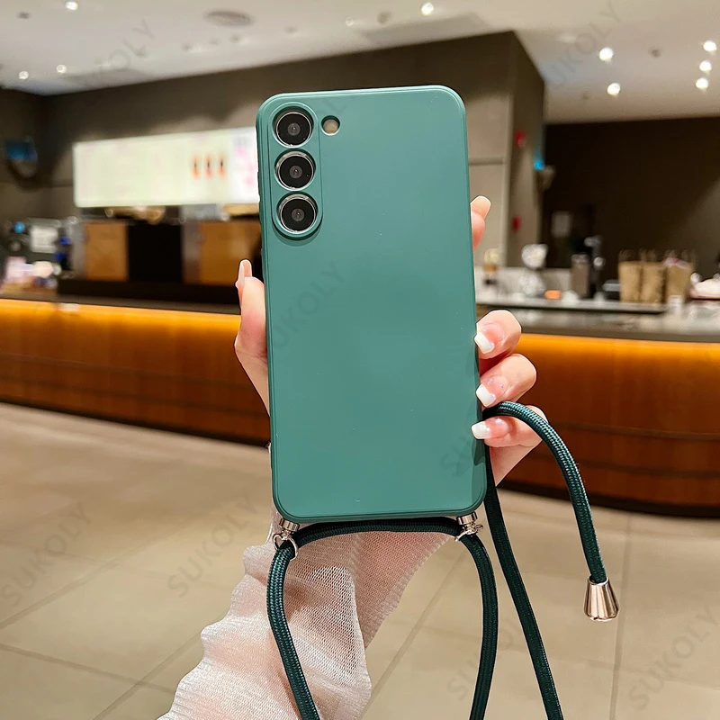 Crossbody Lanyard Soft Case für Samsung Galaxy S23 FE S25 Edge S26 S24 Ultra A17 A57 A37 A55 A56 A16 5G Flüssigsilikon-Hülle