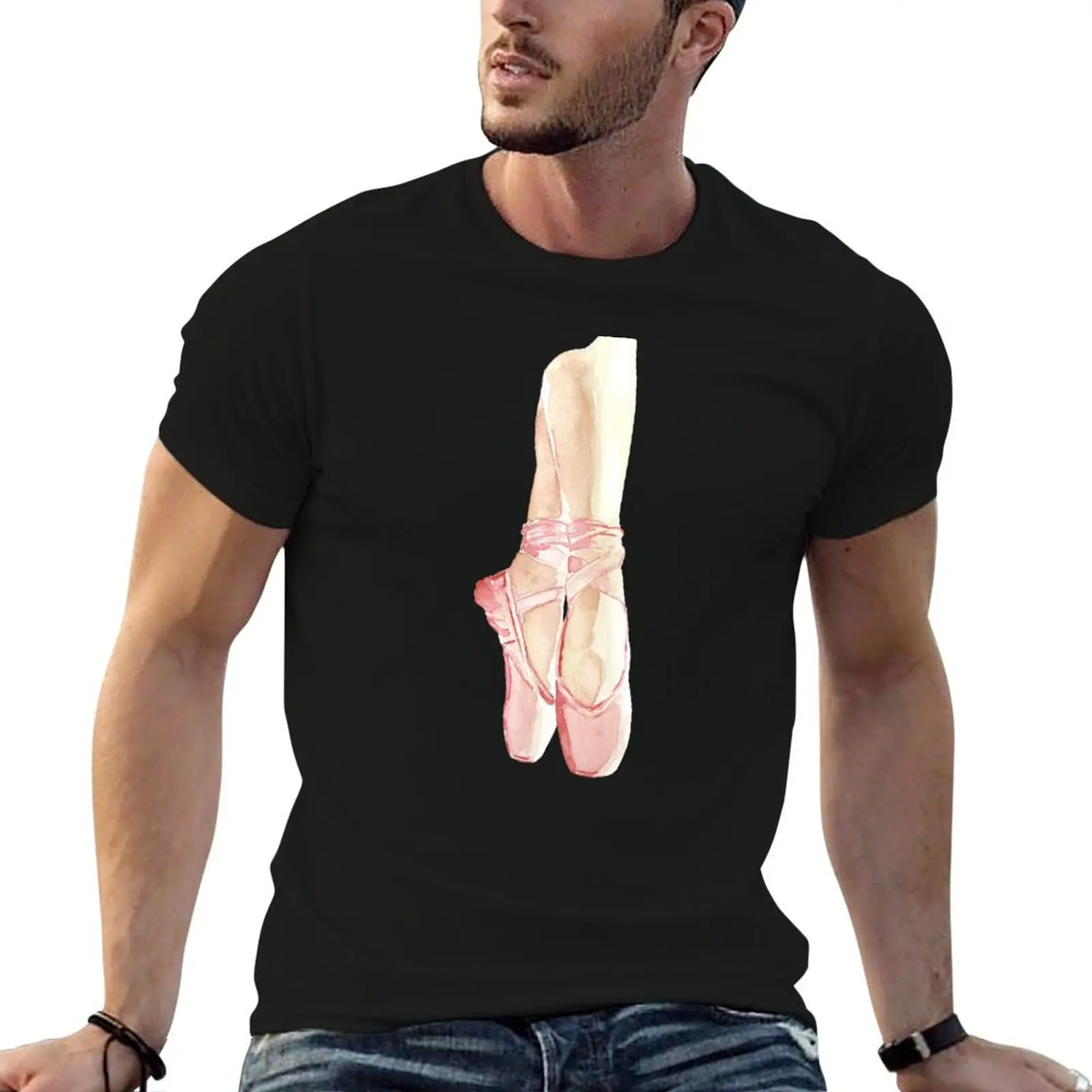 

Watercolor of Pointe shoes Ballerina T-Shirt oversized graphic tee vintage clothes T-shirt men