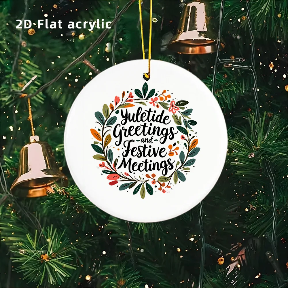 

2D-литак, цельное элегантное украшение в виде цветочного кольца — большой размер 3,15 дюйма, круглое рождественское праздничное украшение