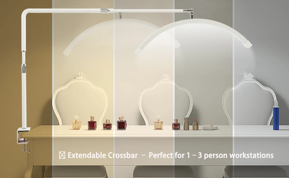 Fosoto LED Nail light Desk Lamp 3 Color Stepless Dimming Eye Protection Flexible Rotating Lamp Head for Beauty Manicure Shop