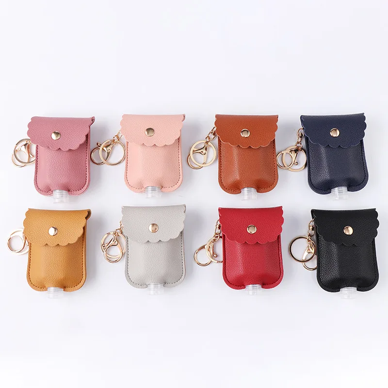 Leather Proof Pu Portable Hand Sanitizer Bottle Sub Bottle Leather Case Perfume Bottle Key Chain Small Bag Pendant Decoration