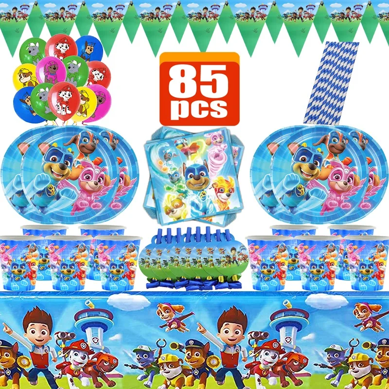 PAW Patrol Birthday Party Decoração Kit, Brinquedo Infantil, Folha de Alumínio, Balão de Látex, Talheres Descartáveis, Suprimentos para Eventos, Banner, Contexto