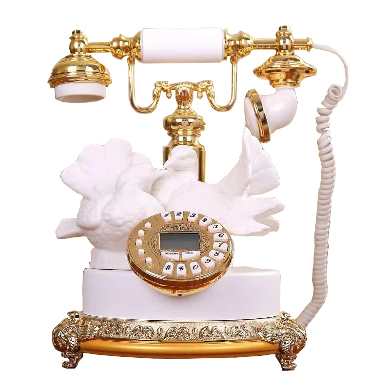 Retro Corded Telephone, Ceramic Desktop Lindline Phone, Buttons Dial, Caller ID for Home/Hotel/Office