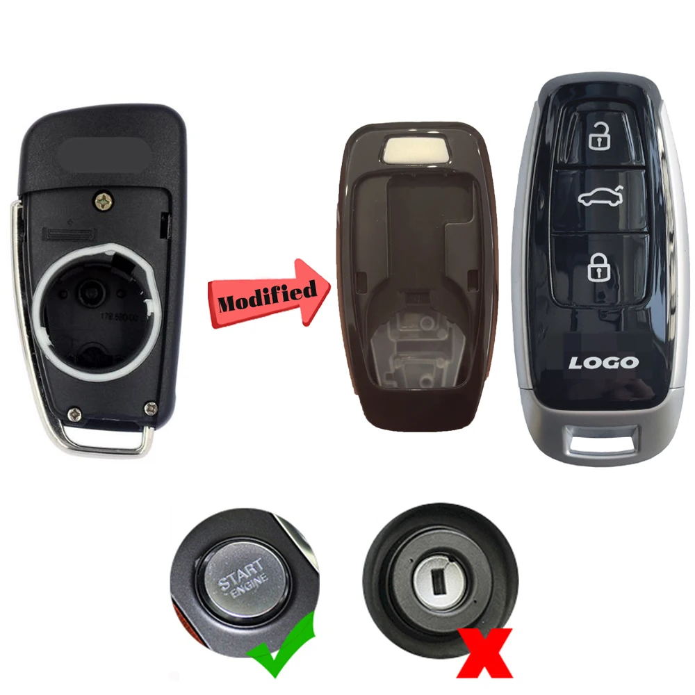 SUPERKEY Modify For Audi New Style Keyless Smart Car Key Shell Case For 2008 2009 2011 2013 2014 Audi A3 Q3 Q2L A5 S3