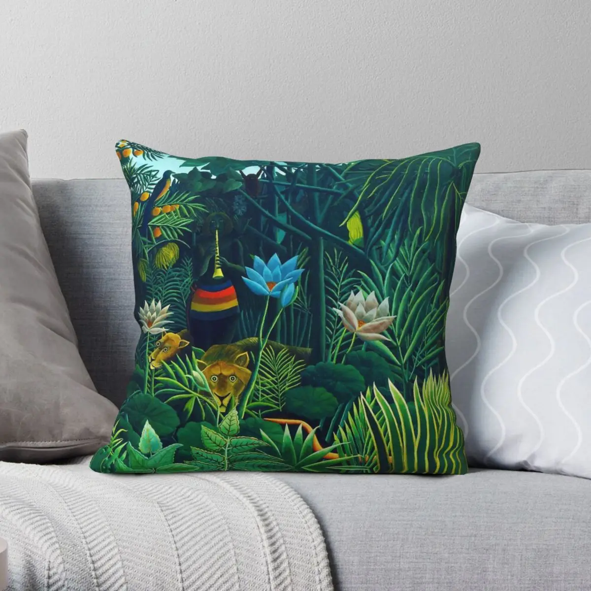 Henri Rousseau The Dream Square Pillowcase Polyester Linen Velvet Creative Zip Decorative Throw Pillow Case Bed Cushion Cover