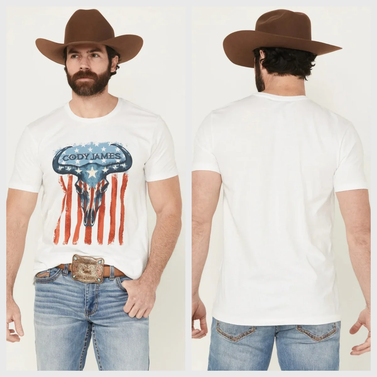 Cody James Men's Heritage Steer Skull Short Sleeve Graphic T-Shirt High-end Luxury Unisex Style Both of Men and Women