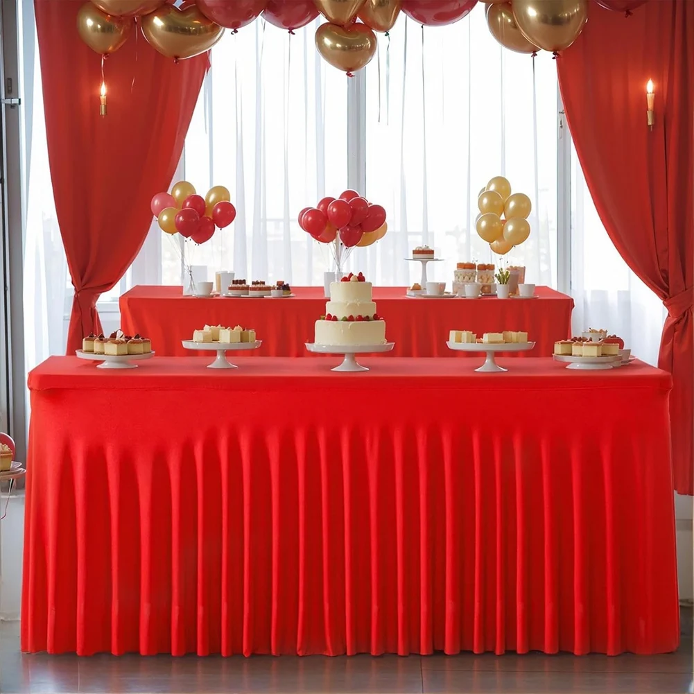 Reusable Holiday Tablecloth Table Cloths-6Ft Rectangle Red For-For Wedding Table Skirt For Carnivals Banquets