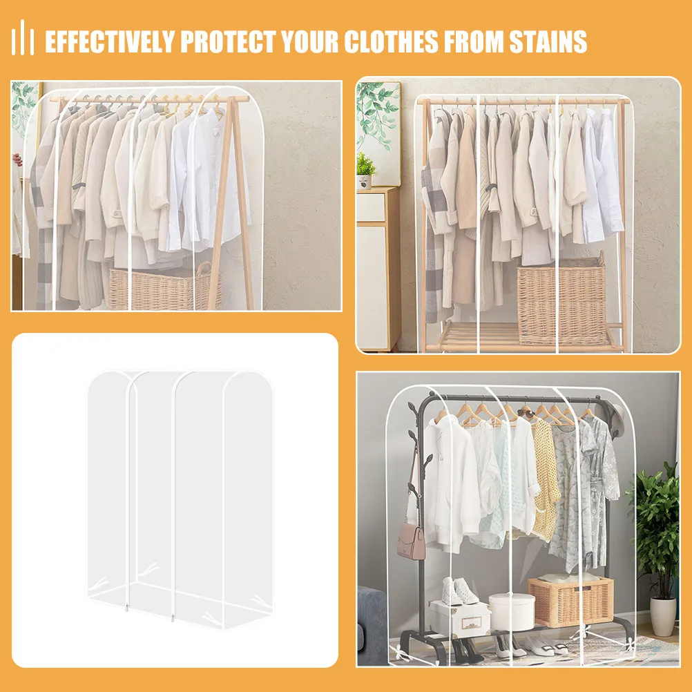 

Clear Garment Rack Cover for Home Use Modern Transparent Clothes Protector Lightweight Storage Hanger Cover for Closet Rods and