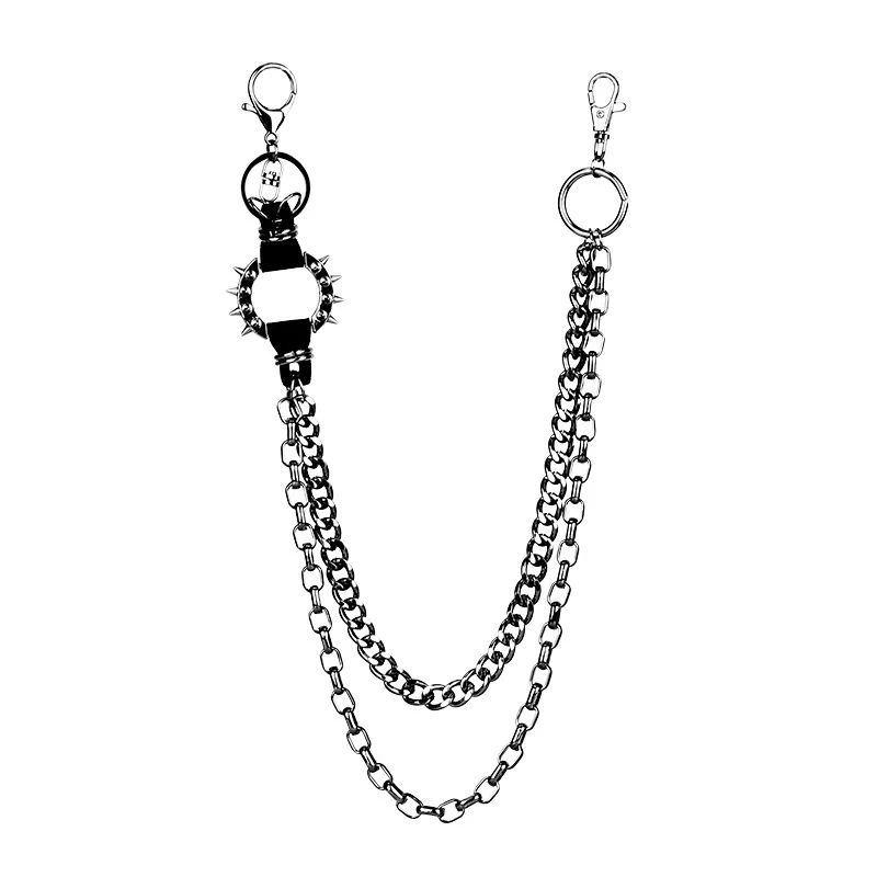 Gun Balck Color Hip-hop Pantalones Cinturón Cadenas Accesorios de joyería