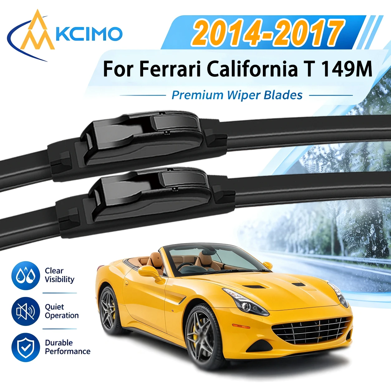 Fast Install Front Wiper Blades For Ferrari California T 149M 2014-2017, Silent Scratch Free No Noise Smooth Clean Long Lasting