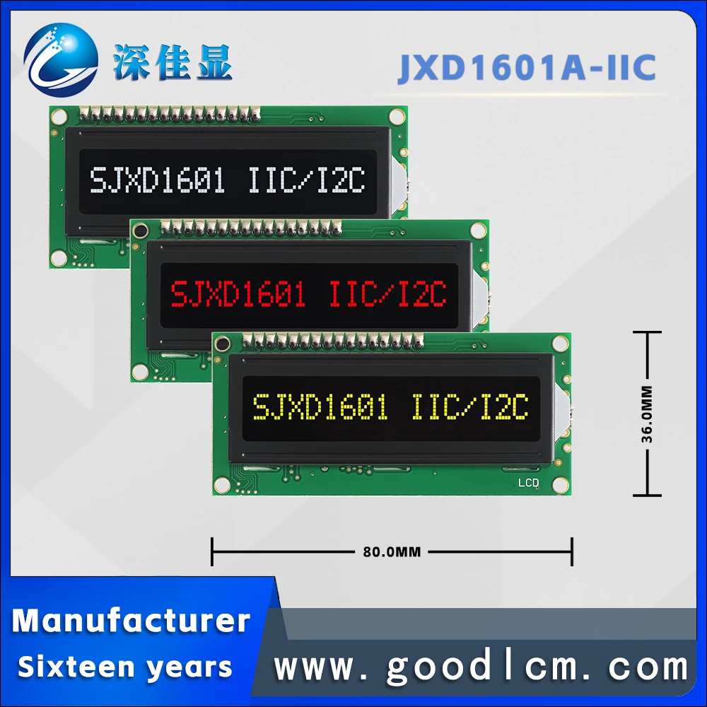 Cheap price IIC/I2C Russian language 16*1 character display screen JXD1601A-IIC Wide temperature range LCM Backlight module
