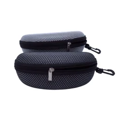 Oxford Fabric Crush-Resistant Sunglasses Case with Zippered Hook - Durable Black Sports Glasses Pouch for Travel & Outdoor