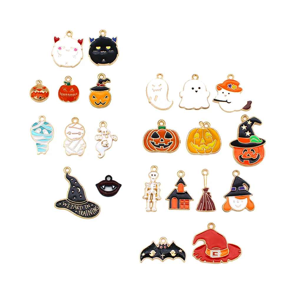 22 Pcs Pendants Jewelry Making Halloween Accessories Witch Charms Pumpkin for Jewellery Alloy (iron) Ghost