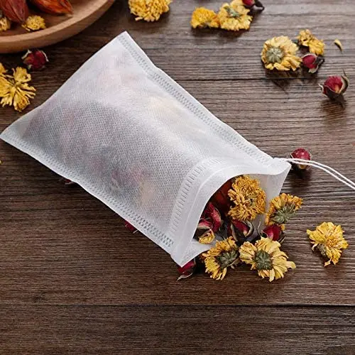 100Pcs Tea Bags Disposable Filter Bags for Tea Infuser with String Heal Seal Food Grade Non-woven Fabric Natural Tea Filter Bags