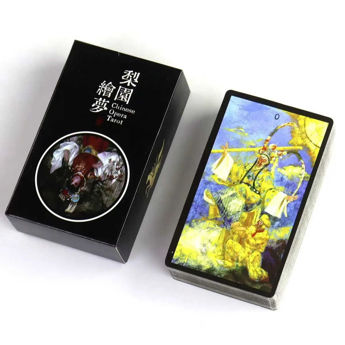 

Chinese Opera Tarot Deck Black Border, Waite-Based System 78 Pcs Cards Perfect for Collectors & Readers - 10.3*6cm