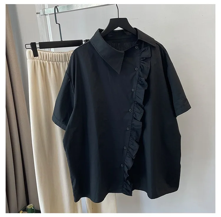 เสื้อแขนสั้นผู้หญิงผ้าฝ้าย Patchwork Pintuck SLIM FIT เสื้อ Harajuku โมเดิร์นศิลปะ Urban นักเรียนอ่อนเยาว์ TOP Casual