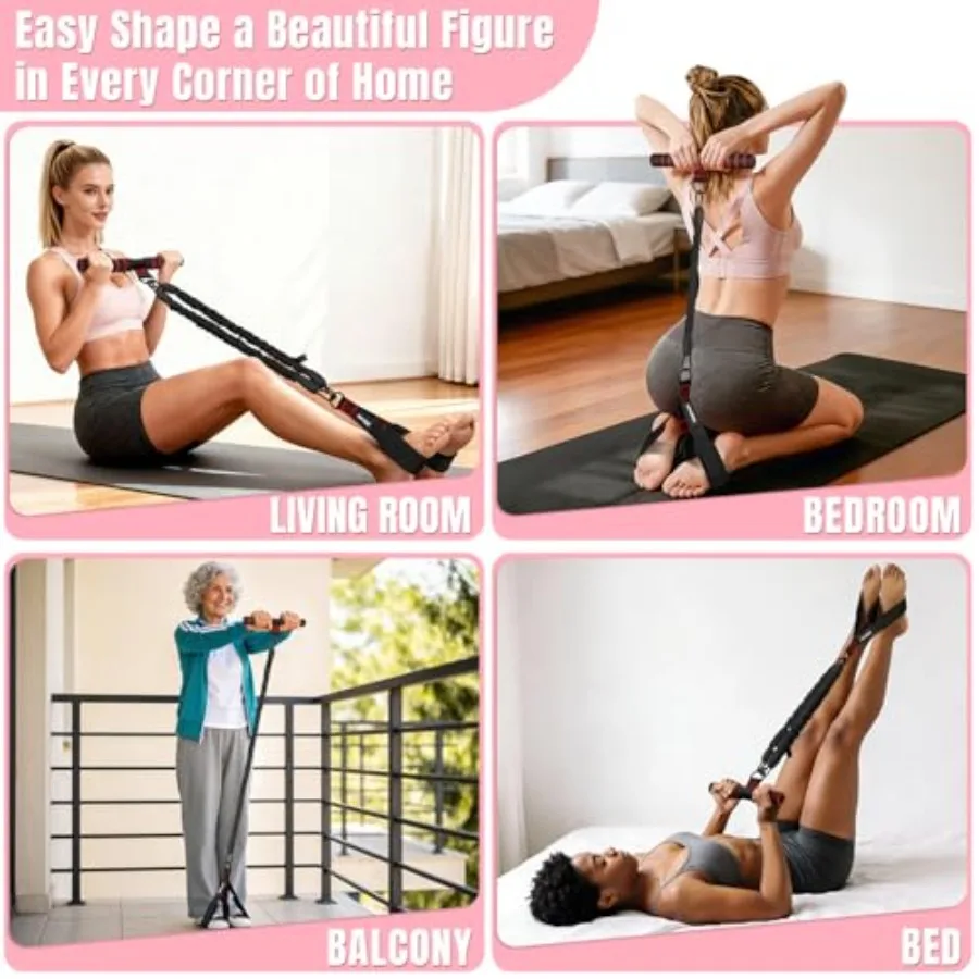 Multifunction pedal resistance band with handle for home gym use, latex-free TPE material, black color, 3-tube adjustable resis view 6