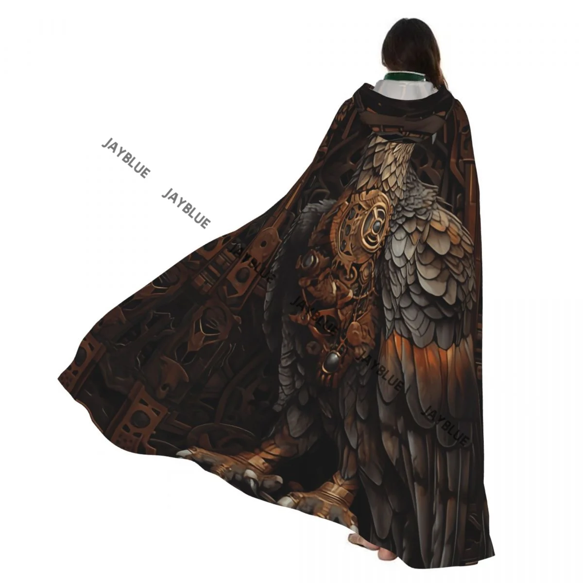 

Птица сидящая на вершине деревянной конструкции плащ с капюшоном из полиэстера унисекс накидка ведьмы аксессуар для костюма