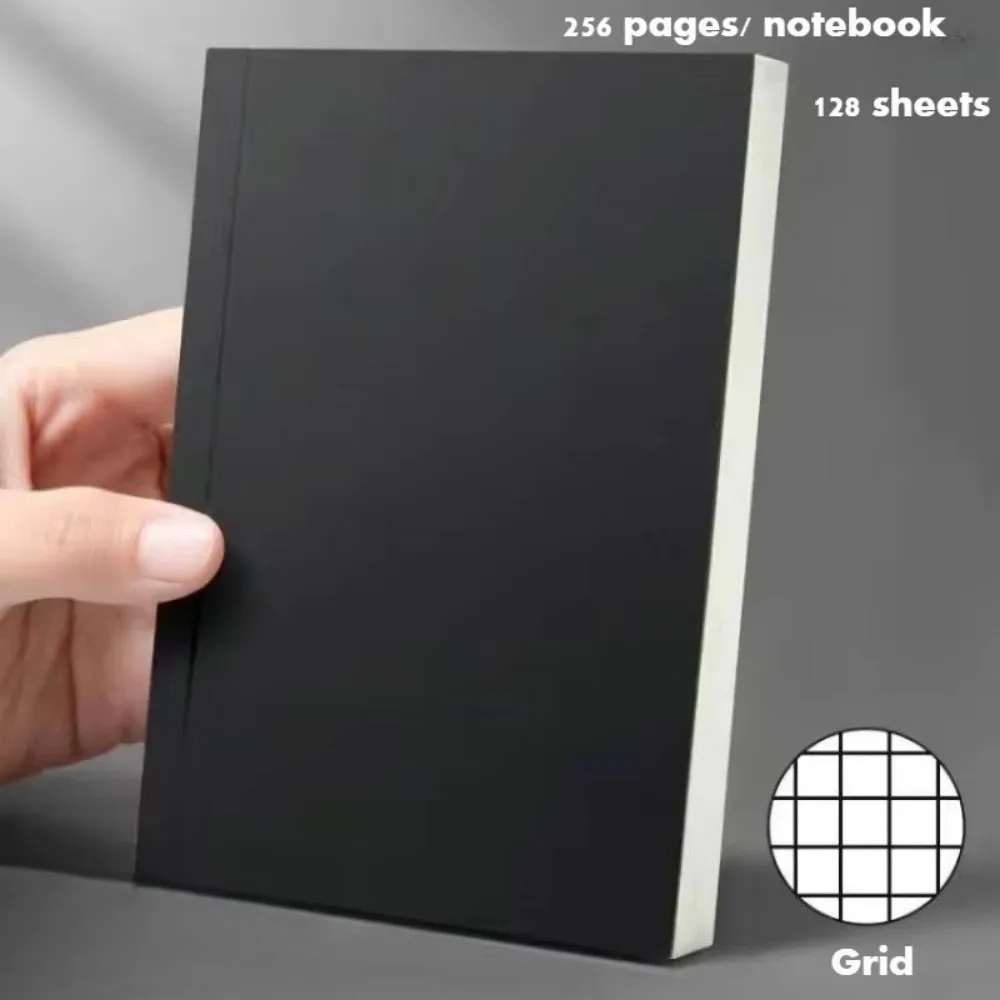 Nuevo cuaderno de bolsillo A6, línea gruesa, cuadrícula en blanco, Bloc de notas pequeño, cubierta de papel Kraft, 256 páginas, 128 hojas, cuaderno de notas