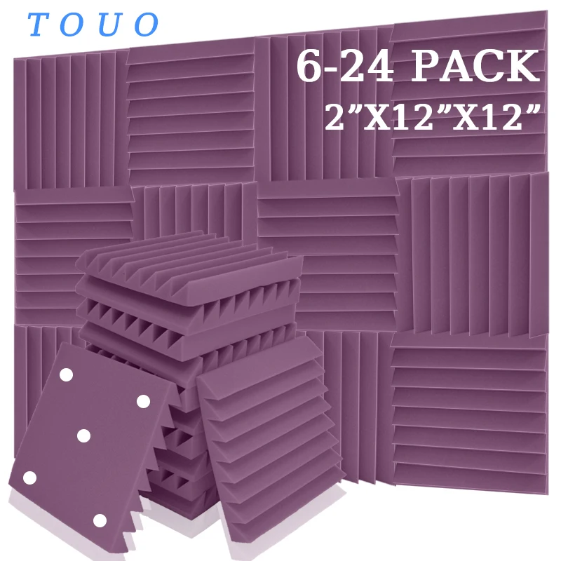 TOUO  6-24 Pack Sound Insulator Home Decoration Accessories Acoustic Studio Diamond Groove Foam Sound Pad