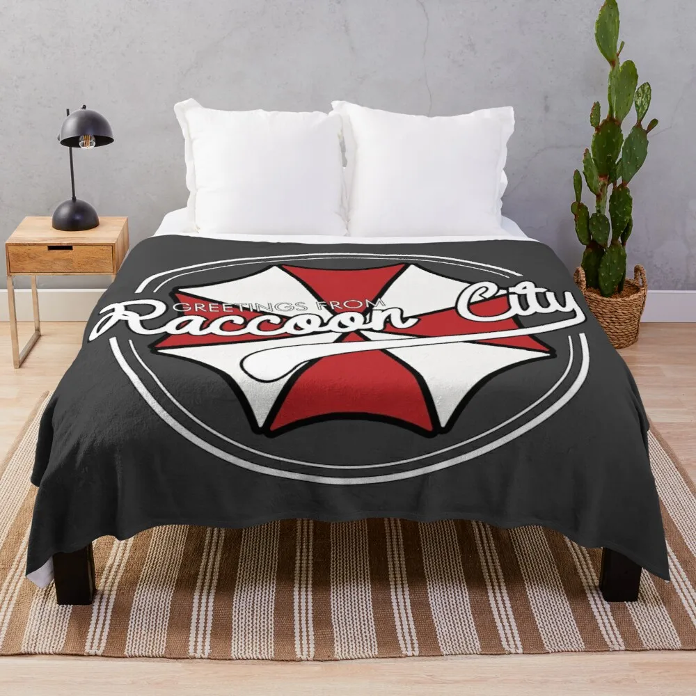 

Greetings from Raccoon City Throw Blanket crochet blankets plush queen size blanket decorative bed blankets