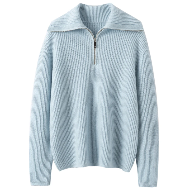 Hot Sale 2026 Autumn Winter New 100% Cashmere Sweater Polo Collar Women's Thicken Warm Pullover Female Loose Knit Jumper Tops
