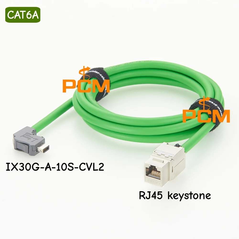 IX Industrial Ethernet Cable CAT6A SFTP 26AWG Right Angle Up IX A Key Male Plug to RJ45 Female Keystone Jack High Flex TPU