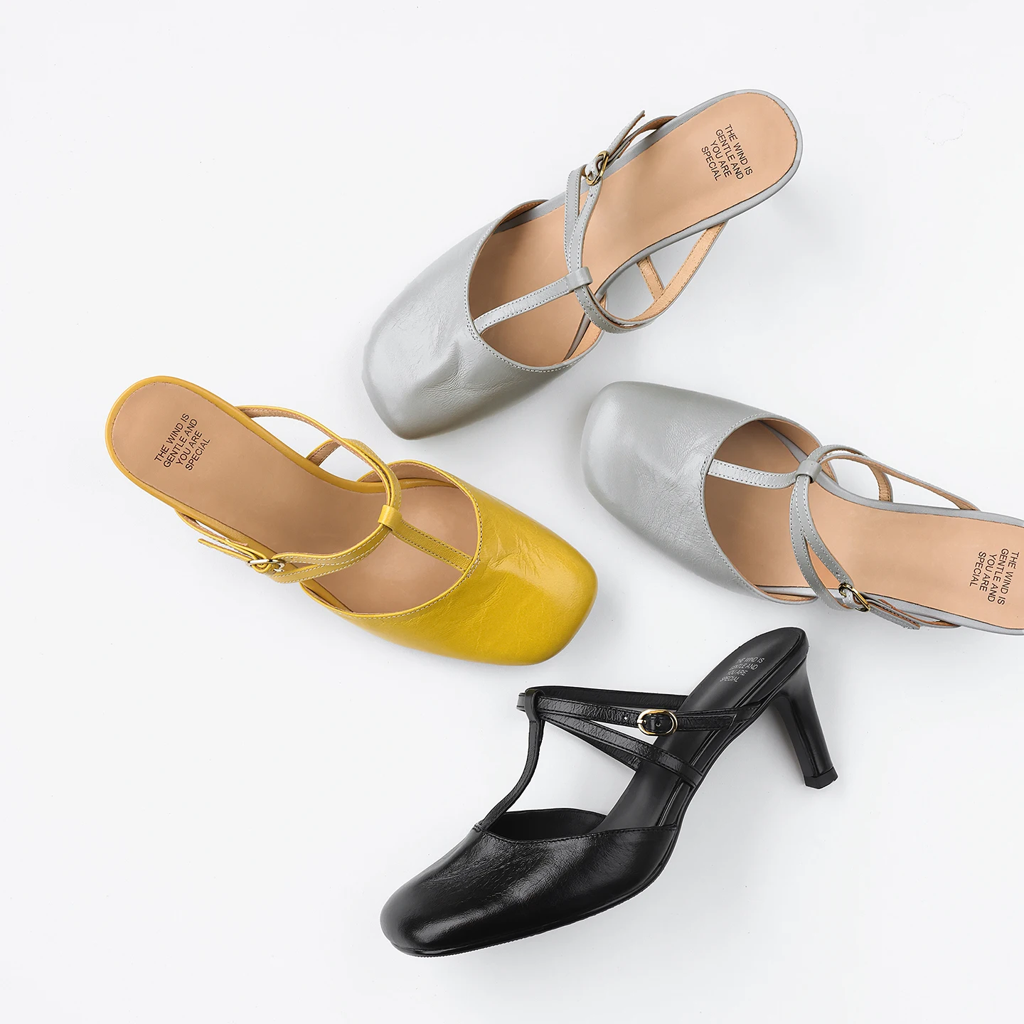 

Fashion Women Elegant Pumps Square Toe Thin High Heels Genuine Leather Sexy Slippers Summer Sandals Office Party Dress Shoes
