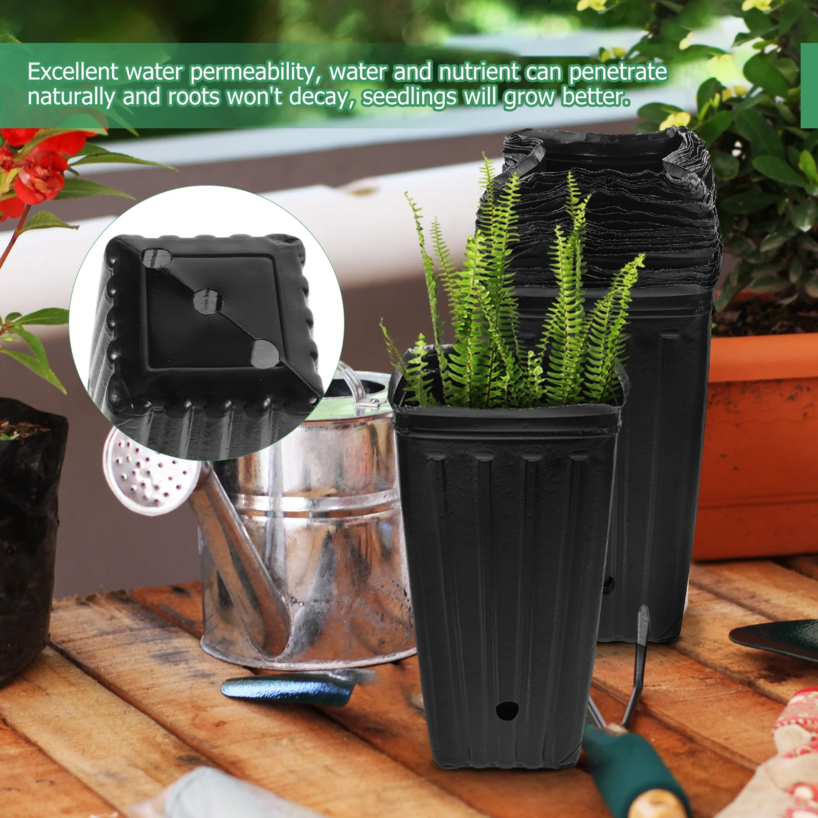 

30pcs Plant Nursery Cup 10x20cm PP Plastic Tall Square Pot for Gardening Flower Fruit Vegetable Growing Container