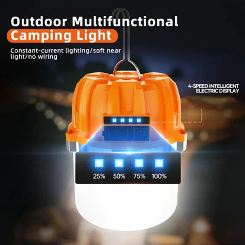 USB Rechargeable LED Camping Lights Outdoor Camping BBQ Tents Hanging Lantern Emergency Power Bank