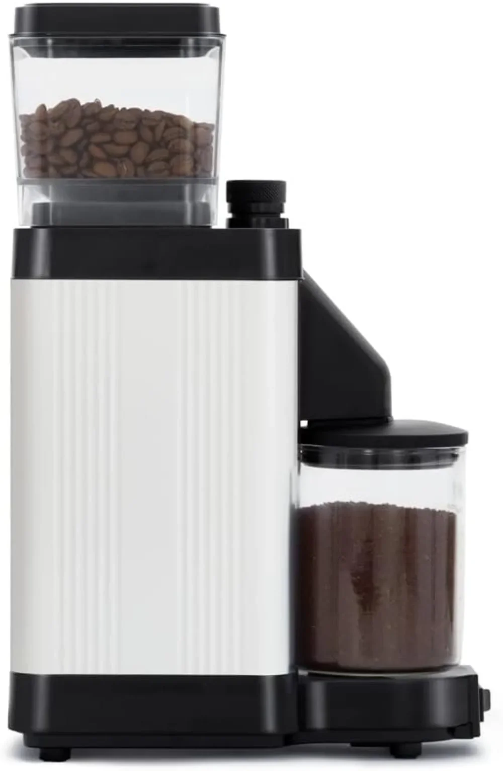 

Premium Burr Coffee Grinder with Stepless Adjustment, Quiet Motor, Static Reduction - Matte White