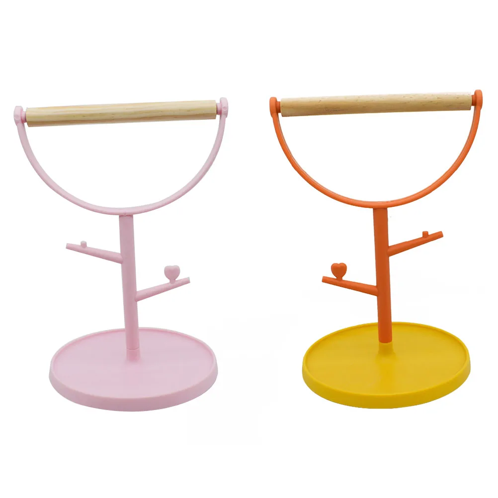 

2 Pcs Parrot Stand Bird Training Perch Standing Rack Parrots Stands Wood Platform Birds