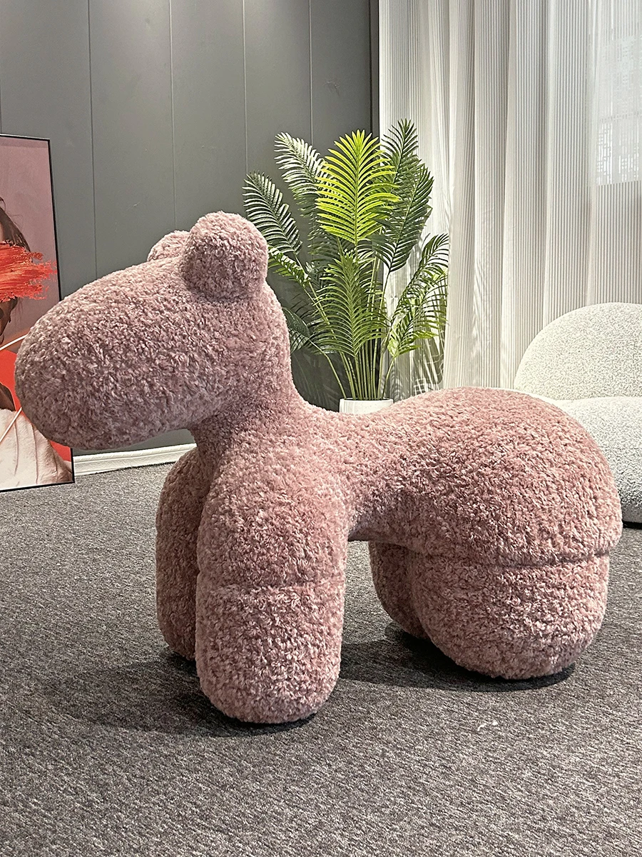 Modern Simple Style Children's Toy Chair Creative Home Decor Cute Cartoon Dog Shape Light Luxury Lamb Wool Material Toy Stool