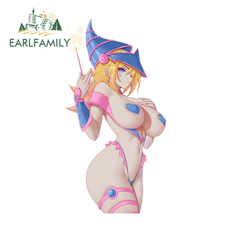 EARLFAMILY 13cm X 6.7cm for Sorcery Dark Magician Girl Sexy Car Stickers Vinyl Scratch-Proof Decals Personality Decor Sunscreen